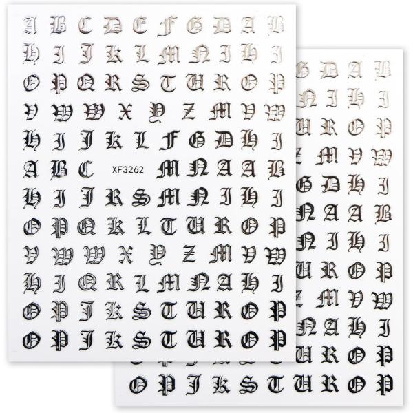 ネイルシール アルファベット カリグラフィー 英語 文字【シルバー】ネイルステッカー ネイルアート ...