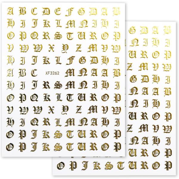 ネイルシール アルファベット カリグラフィー 英語 文字【ゴールド】ネイルステッカー ネイルアート ...