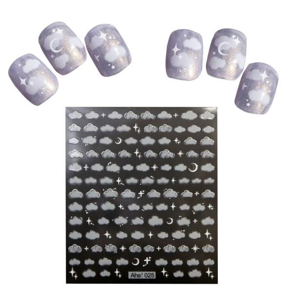 ネイルシール 月 小さい雲 透け感 半透明【白 ホワイト】 ネイルステッカー ネイルアート セルフネ...