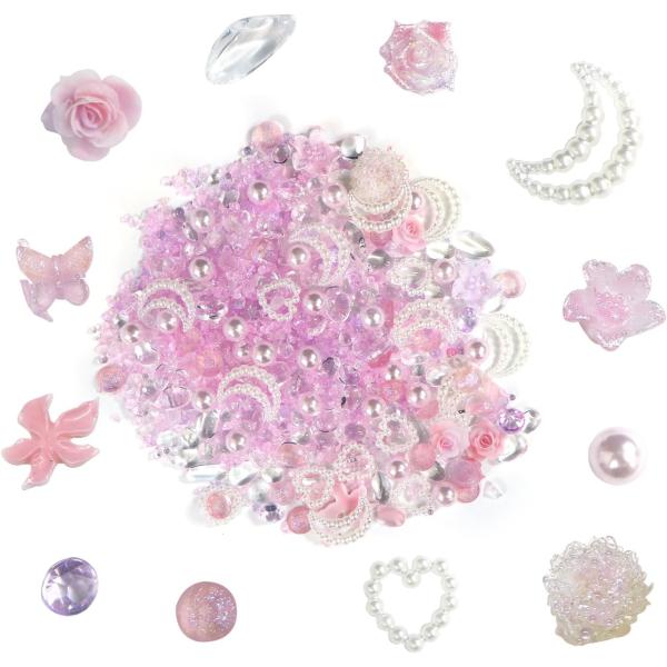 ネイルパーツ デコレーション【ピンクセット】ミックスセット 立体 3D ジュエリー 手芸 パール ラ...