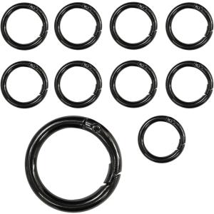 カラビナ 丸型 30mm 【ブラック】 黒 10個入り キーリング リング 丸 円形 鍵 キーホルダー NSKR-041