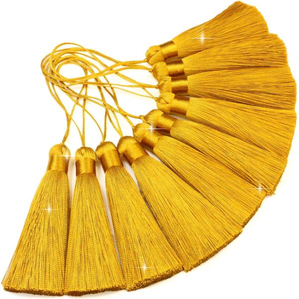 タッセル チャーム ゴールドイエロー【10本入り】 個包装 手芸 装飾 ハンドメイド アクセサリー ...