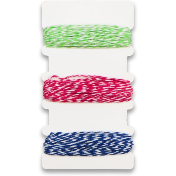 ラッピング 紐 1mm 縞模様 3色セット 合計30m ネイビー マゼンタ ライトグリーン ホワイト...