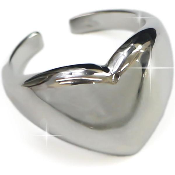 [きらきらぷんぷん丸] ハート リング 指輪 シルバー ファッションリング ハートモチーフ メタル ...