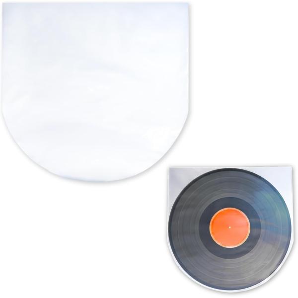 レコード内袋 保護【LPサイズ】12インチ 半円 丸型 保管【100枚】308x308mm 30ミク...