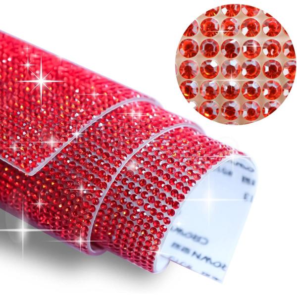 ラインストーンシール 粘着あり デコレーション スマホ シート ステッカー A4大きめサイズ 【レッ...