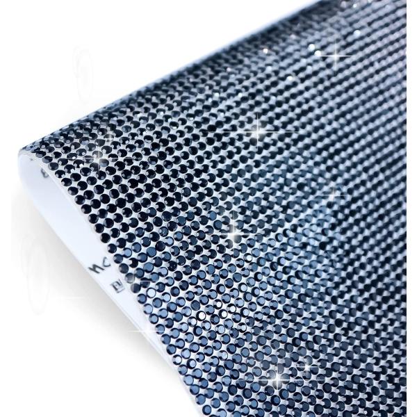 ラインストーンシール 粘着あり デコレーション スマホ シート ステッカー 大きめスマホサイズ【ブラ...