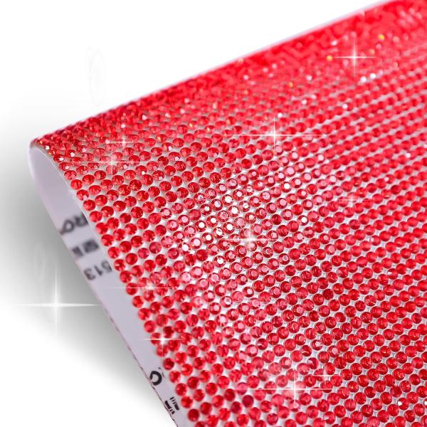 ラインストーンシール 粘着あり デコレーション スマホ シート ステッカー 大きめスマホサイズ【レッ...