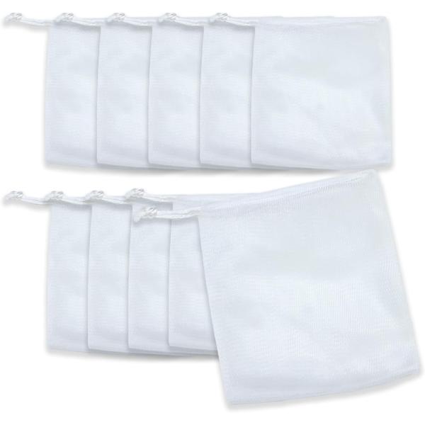 石鹸ネット 無地 白10枚セット 泡立て 濃密泡 メッシュ 手洗い 洗顔 お風呂 バッグ  SKN-...