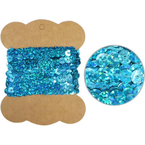 スパンコールブレード ホログラム ピーコックブルー 青 幅約0.6cmx約3m スパンコールテープ ...