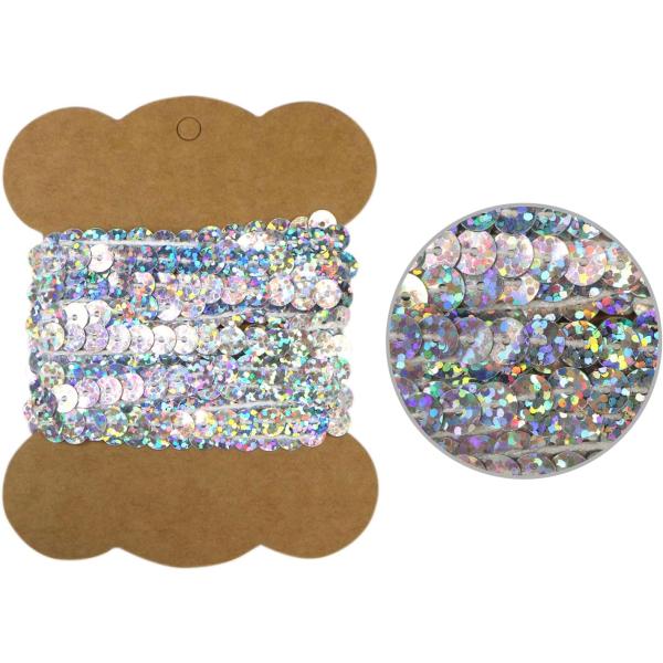 スパンコールブレード ホログラム シルバー 銀 幅約0.6cmx約3m スパンコールテープ スパンコ...