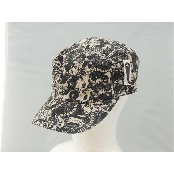 オリジナル ワークキャップ 白黒 スカルデザイン調 ●2598●