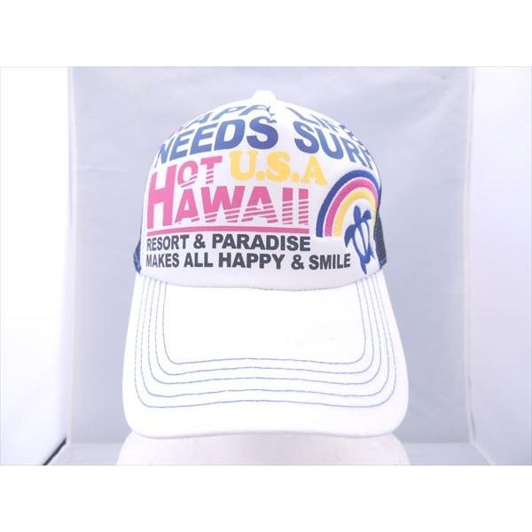 オリジナル メッシュキャップ USA HOT Hawaii 亀虹刺繍 白つば 黒メッシュ 2557●