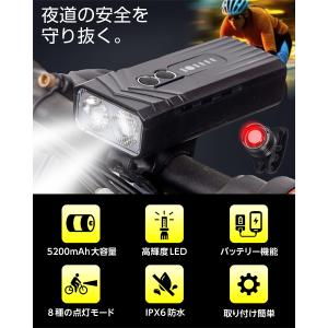 自転車ライト LED 明るい 自動点灯 ヘッド...の詳細画像1