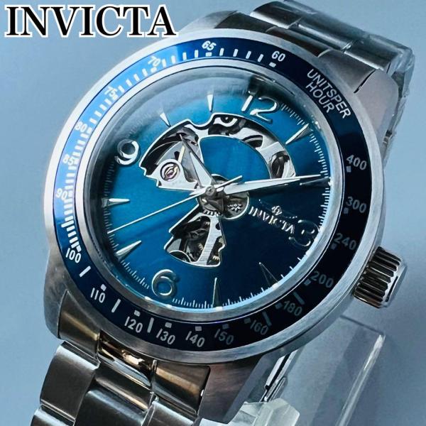 INVICTA インビクタ 腕時計 自動巻き シルバー ブルー メンズ ケース付属 新品 スケルトン...