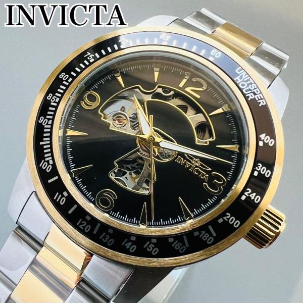 INVICTA インビクタ 腕時計 自動巻き ブラック ゴールド シルバー メンズ ケース付属 新品...