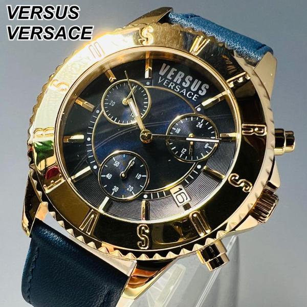 ヴェルサス ヴェルサーチ 腕時計 新品 メンズ ゴールド クォーツ 電池式 金  ベルサーチ クロノ...