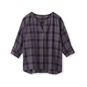 INDIVI(インディヴィ)[S]キーネック秋色チェックブラウス