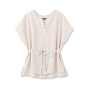 INDIVI(インディヴィ)ツイルキーネックフレンチブラウス