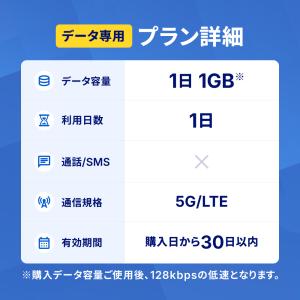 日本 国内 eSIM 1GB/day 1日 S...の詳細画像1