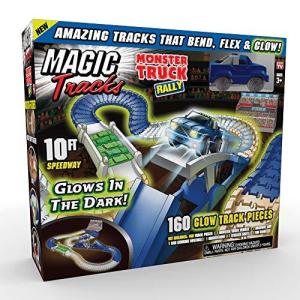 Ontel Magic Tracks Monster Truck Rally Glow in The Dark Racetrack Set with