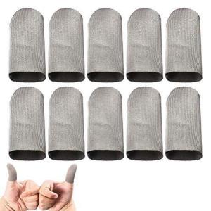 Kaitein 10枚セット 指サック 超薄 手汗対策 指カバー 通気性 快適性 伸縮性 シルバー