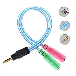 3.5mmアダプタケーブル Y分岐ジャックコネクタケーブル 3極メスx2-4極オス ゲーミングヘッドセット マイク変換用 Y分岐 ジャックコネクタケー