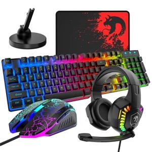 Mamba snakeゲーミングキーボードマウスヘッドホンマウスバンジーセット USBメンブレン式 有線 防水多機能マルチメディアキー 2400DPI