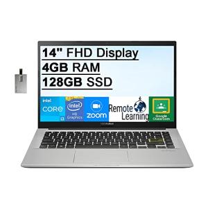 2022 ASUS Vivobook 14" VIPS FHD Laptop Computer, 10th Gen Intel Core i3-1005G1 Processor, 4GB RAM, 128GB SSD, Chiclet Keyboard, Intel H