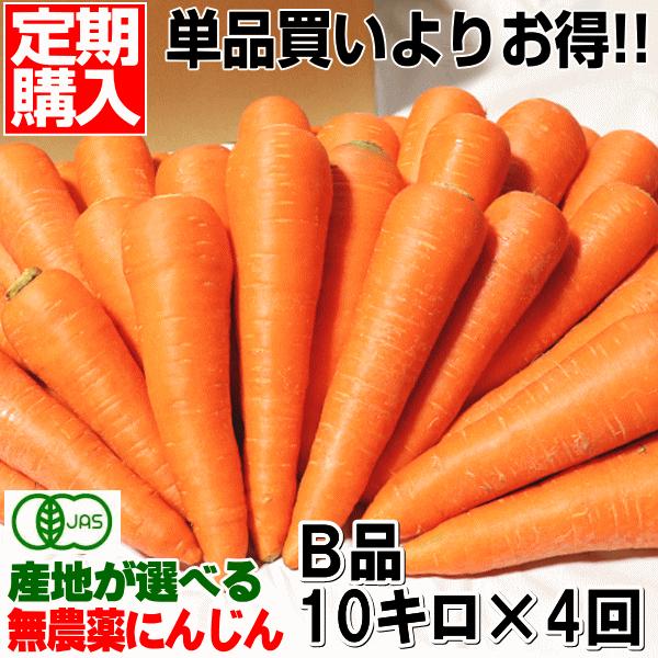 セール&amp;ポイント2倍★にんじん 無農薬人参 10kg×4回 訳あり【定期購入】有機 計40kg 送料...