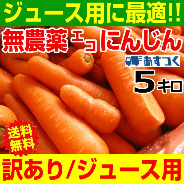 あすつく 人参ジュースに最適 無農薬にんじん 5kg 加工/ジュース用 訳あり 無農薬人参 5kg ...