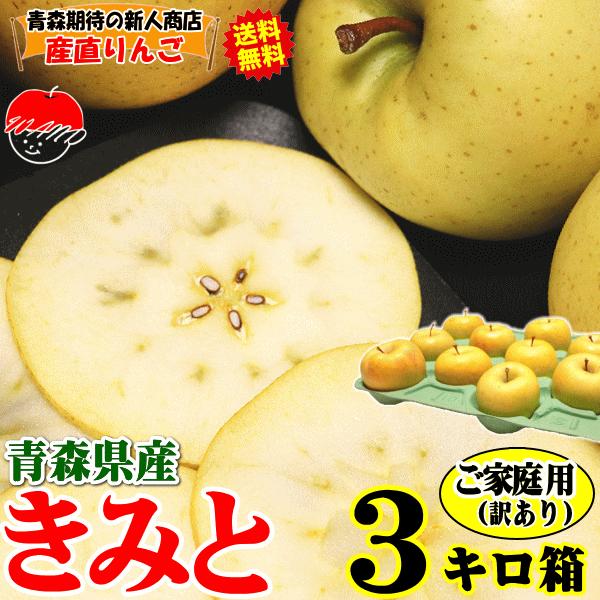 クーポンで10%引き！即日発送 青森 りんご 3kg箱 きみと 送料無料 家庭用/訳あり 青森 リン...