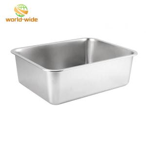 猫用トイレ ステンレス鋼 大型オープントップ ペット用トイレ 猫砂盆地 50cmx35cmx15cm