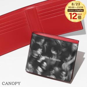 PayPay最大12% クリスチャンルブタン CHRISTIAN LOUBOUTIN メンズ 2つ折り財布 CANOPY 3265107 BLACK WHITE ブラック ホワイト B030 26aw