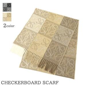 ロエベ LOEWE レディース マフラー CHECKERBOARD SCARF F810487X17 WHITE BEIGE 2112 BLACK WHITE 1102 23aw｜worldclub