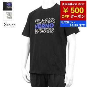 500円OFF対象 ヘルノ HERNO メンズ Tシャツ JG000195U 52000 ブラック 9300 ホワイト 1000 24ss｜WORLD CLUB 1989