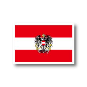 オーストリア国旗＋国章ステッカー Sサイズ 5×7.5cm　屋外耐候耐水シール　スーツケースや車など...