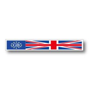 イギリス国旗＋国識別記号ステッカー バナータイプ　屋外耐候仕様 Mサイズ　車やスーツケースなどに　ユニオンジャック 耐水 シール