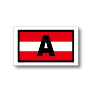 オーストリア国旗＋国識別記号ステッカー 四角タイプ　屋外耐候仕様 Mサイズ　車やスーツケースなどに 耐水 シール