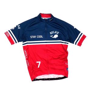 セブンイタリア Stay Cool Whale Jersey レッド/ネイビー｜worldcycle-wh