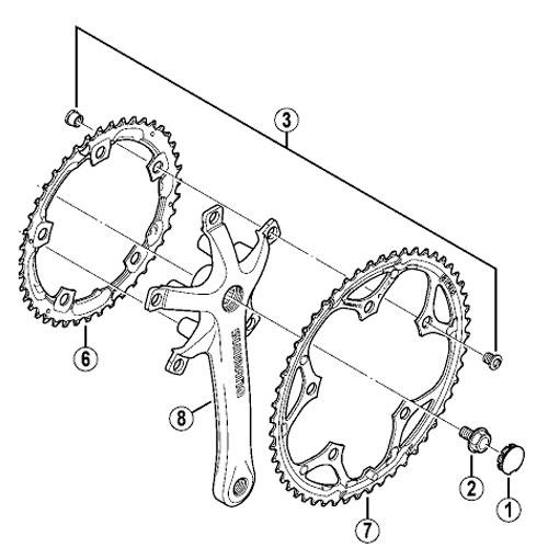 [3]ダブルギア固定ボルト（M8×8.5）＆ ナット（各5個）