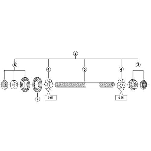 [2]ハブ軸組立品（軸長141mm/玉間130mm）