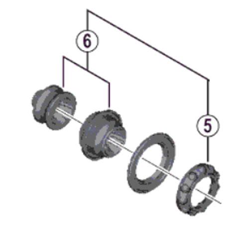 [6]左ロックナット（M14）＆ 防水カバー付左玉押し（M14）