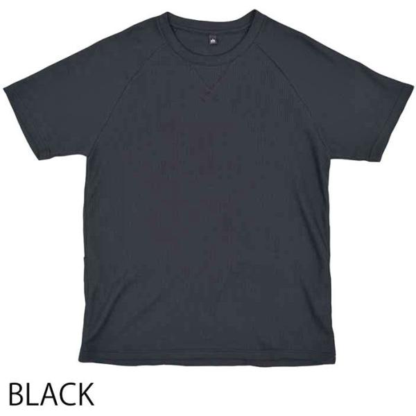 リンプロジェクト 【2220】ワッフルTシャツ ブラック 温度調節 吸汗速乾 バックポケット付き