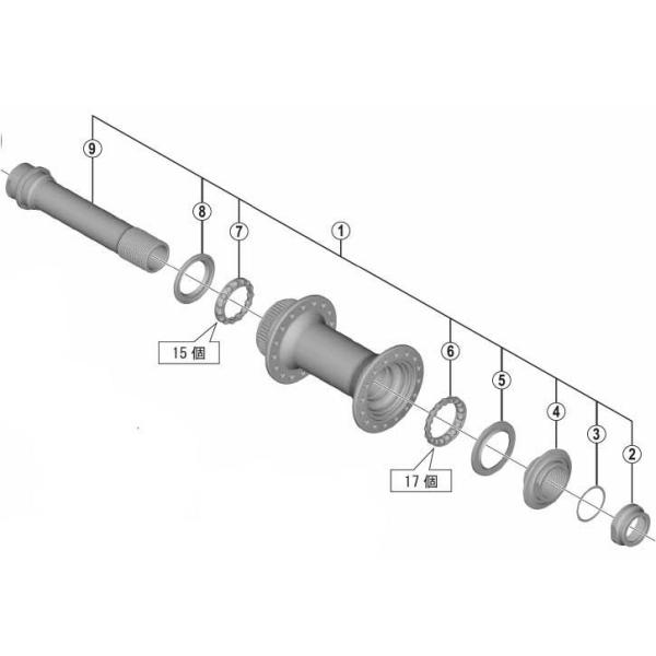 [1]ハブ軸組立品（玉間110mm）