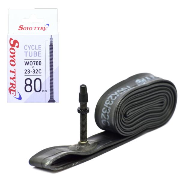 ソーヨー サイクルチューブ 700×23〜32C 仏式80mm WOチューブ 2ピースバルブ(コア脱...