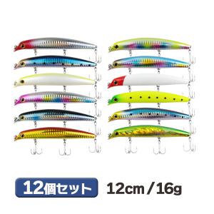 オルルド釣具 ミノー 6個セット 12.4cm 18g スリム設計 飛距離 ルアー