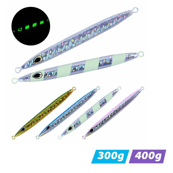 スローフォールロングジグ 300g 400g グリーン ブルー ゼブラグロー ピンク  スロージギン...