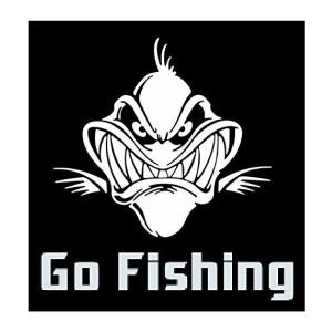 ステッカー フィッシング「Go Fishing」 巨大 肉食魚 16×16cm 貼付用ヘラ付 オルルド釣具 送料無料｜worlddepartyafuu