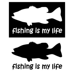 ステッカー フィッシング「fishing is my life」15×8.5cm 貼付用ヘラ付き オルルド釣具 送料無料｜worlddepartyafuu